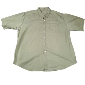Haggar EZ's Size XXL Olive Green Button Down Short‎ Sleeve Shirt